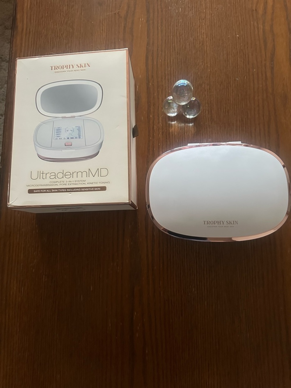 Trophy Skin UltradermMD Microdermabrasion Device — White with Rose Gold Trim